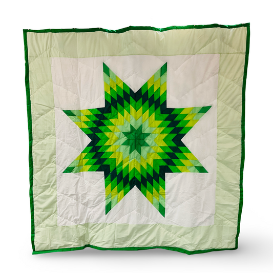 KHP Green/White Queen Star Quilt