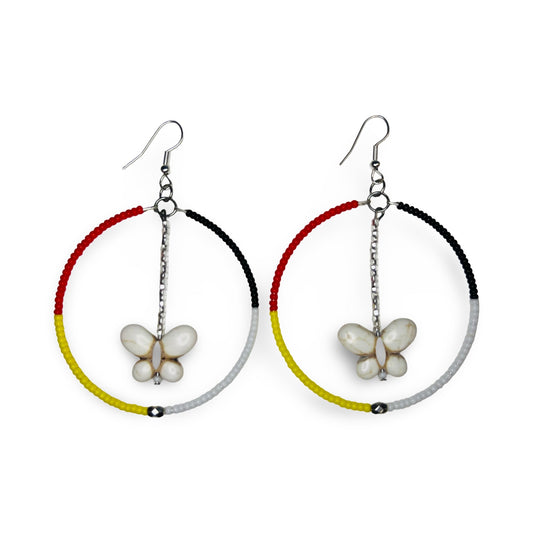 RBE Circle w/ Butterfly Charm Earrings