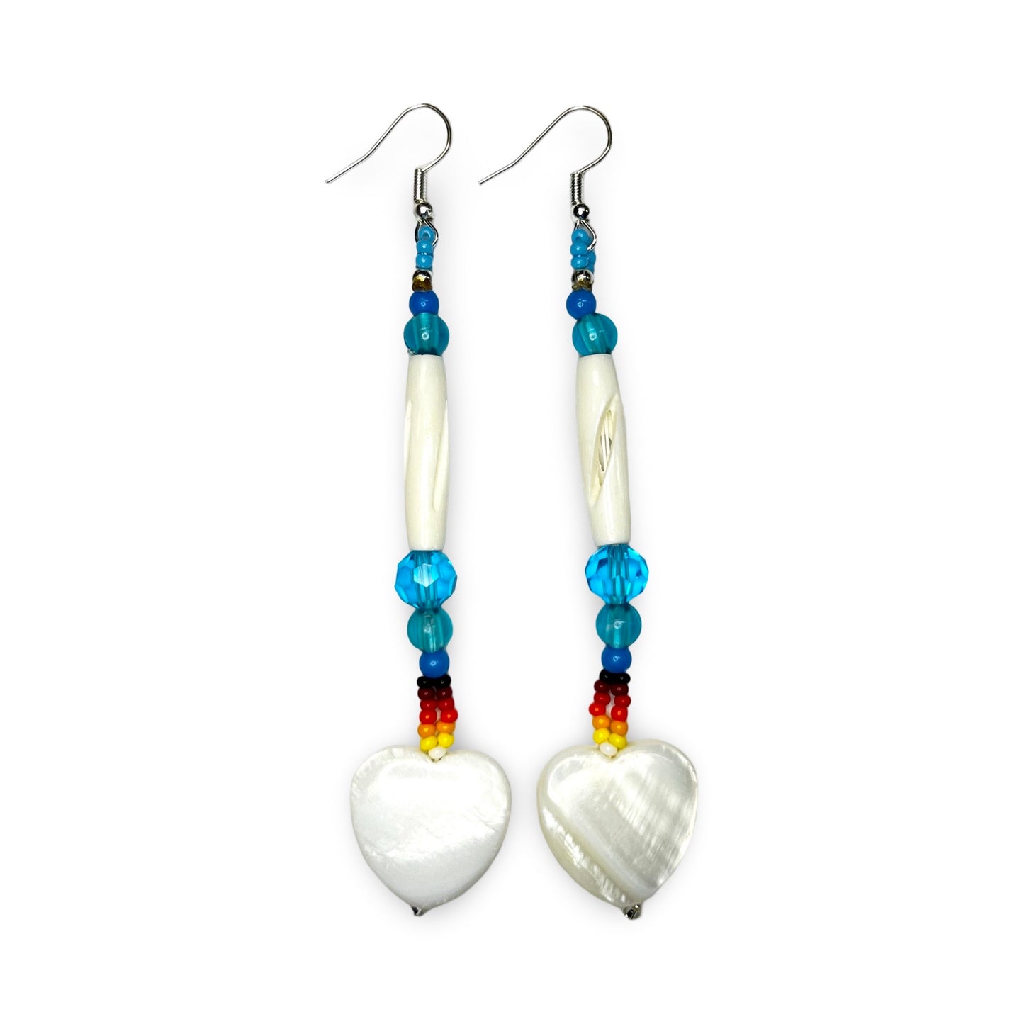 BEC Nacre Heart Imitation Hollow Bone Earrings