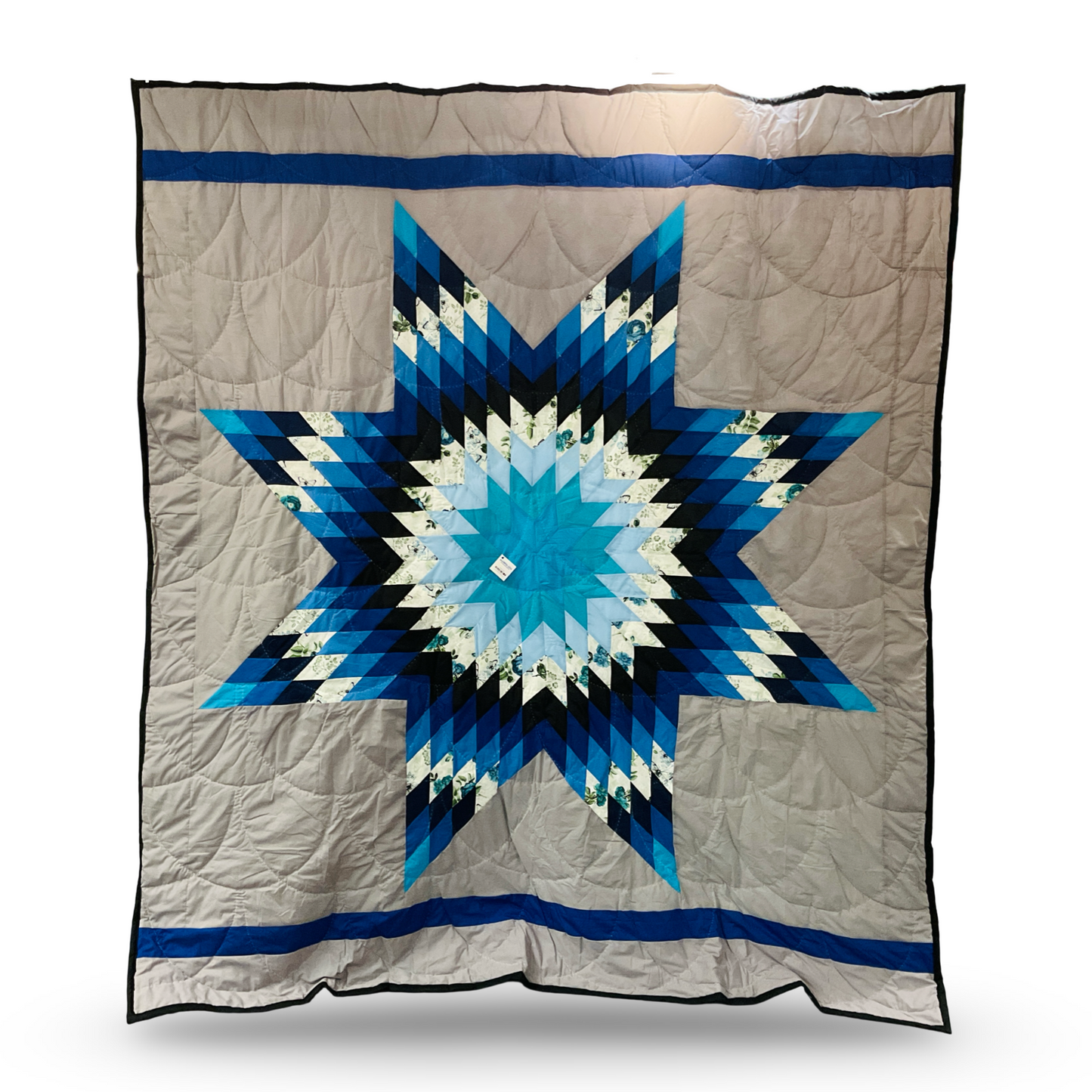 CEH Gray/Blue King Star Quilt