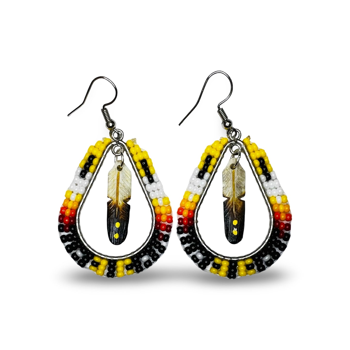 DYH Teardrop w/ Feather Earrings