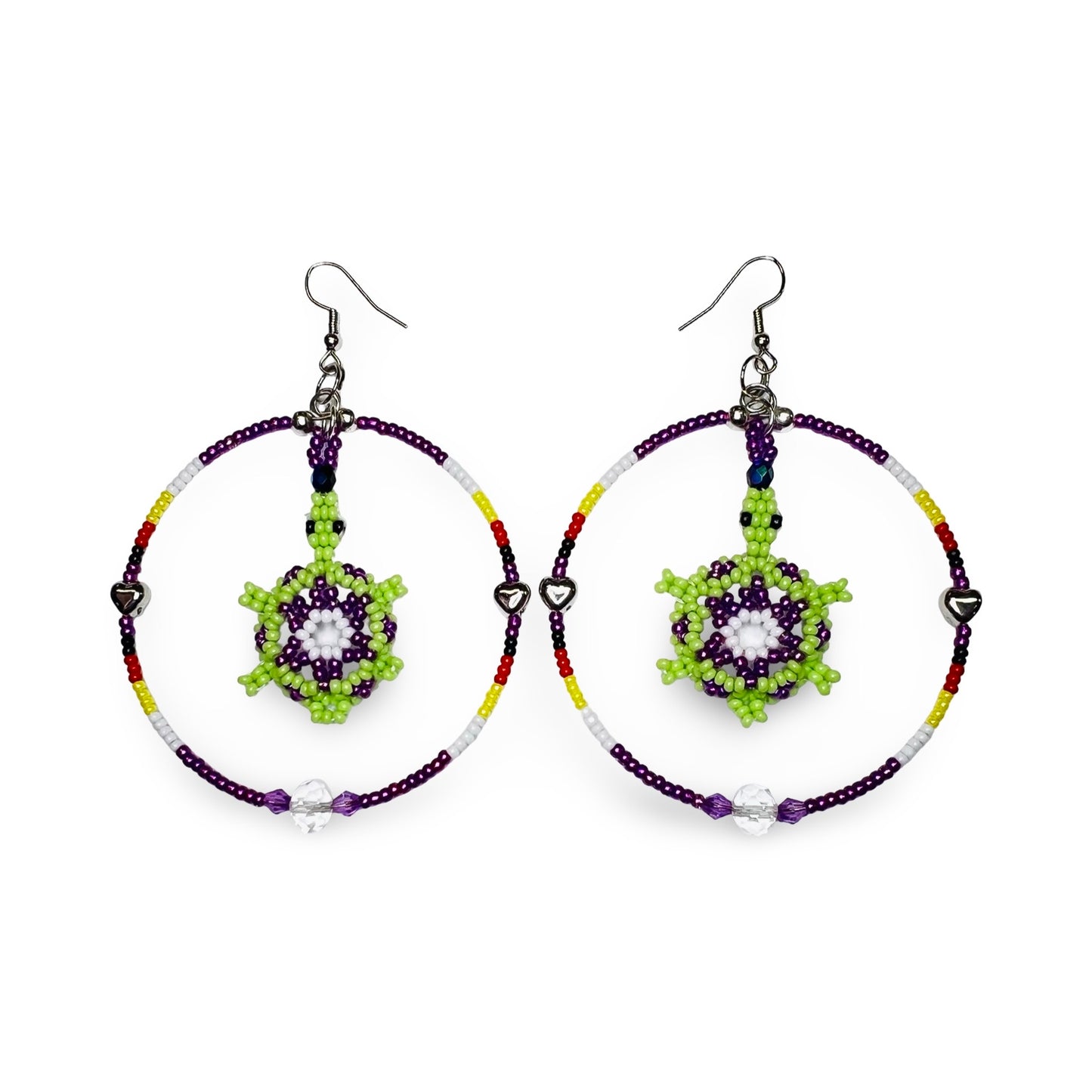LZ Beaded Hoop w/ Turtle Earrings