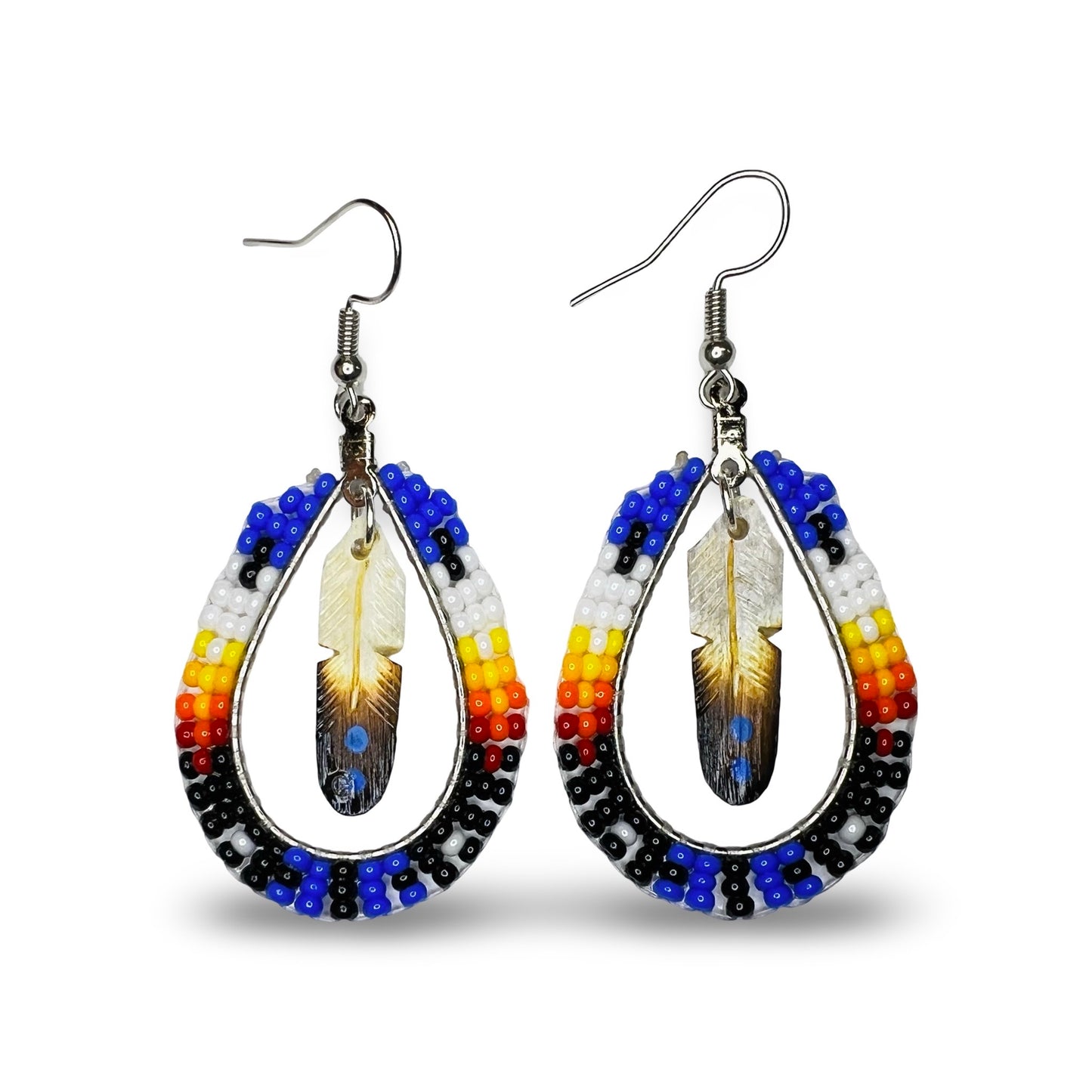 DYH Teardrop w/ Feather Earrings