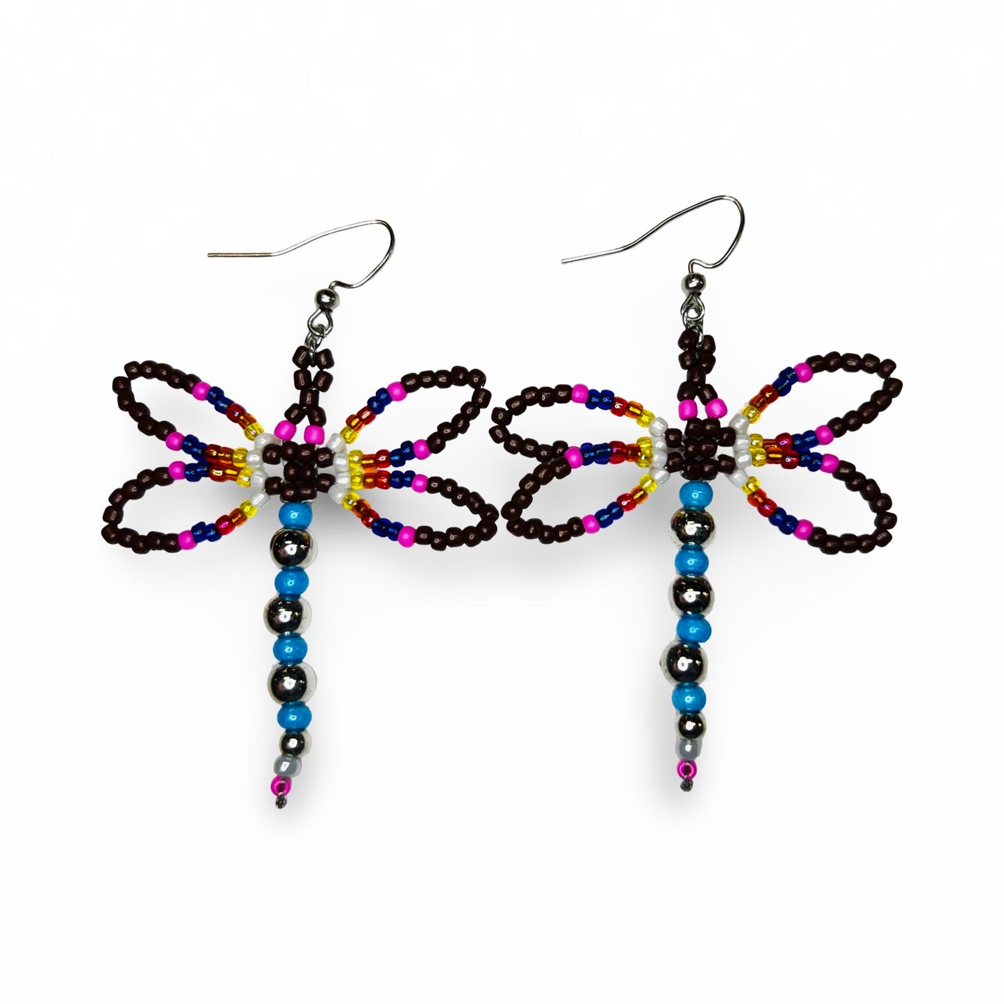 CWT Large Beaded Dragonfly Earrings