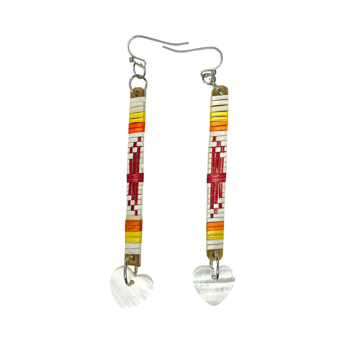 CRC Slat Heart Abalone Quill Earrings