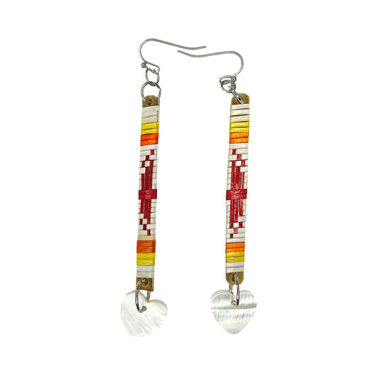CRC Slat Heart Abalone Quill Earrings