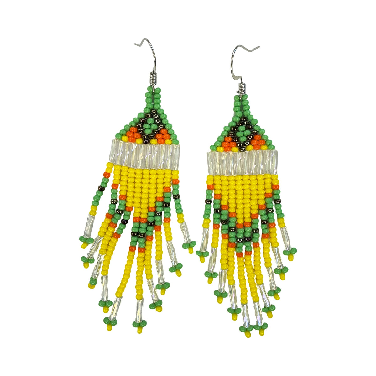 CWT Flat Peyote Stitch Fringe Beaded Earrings