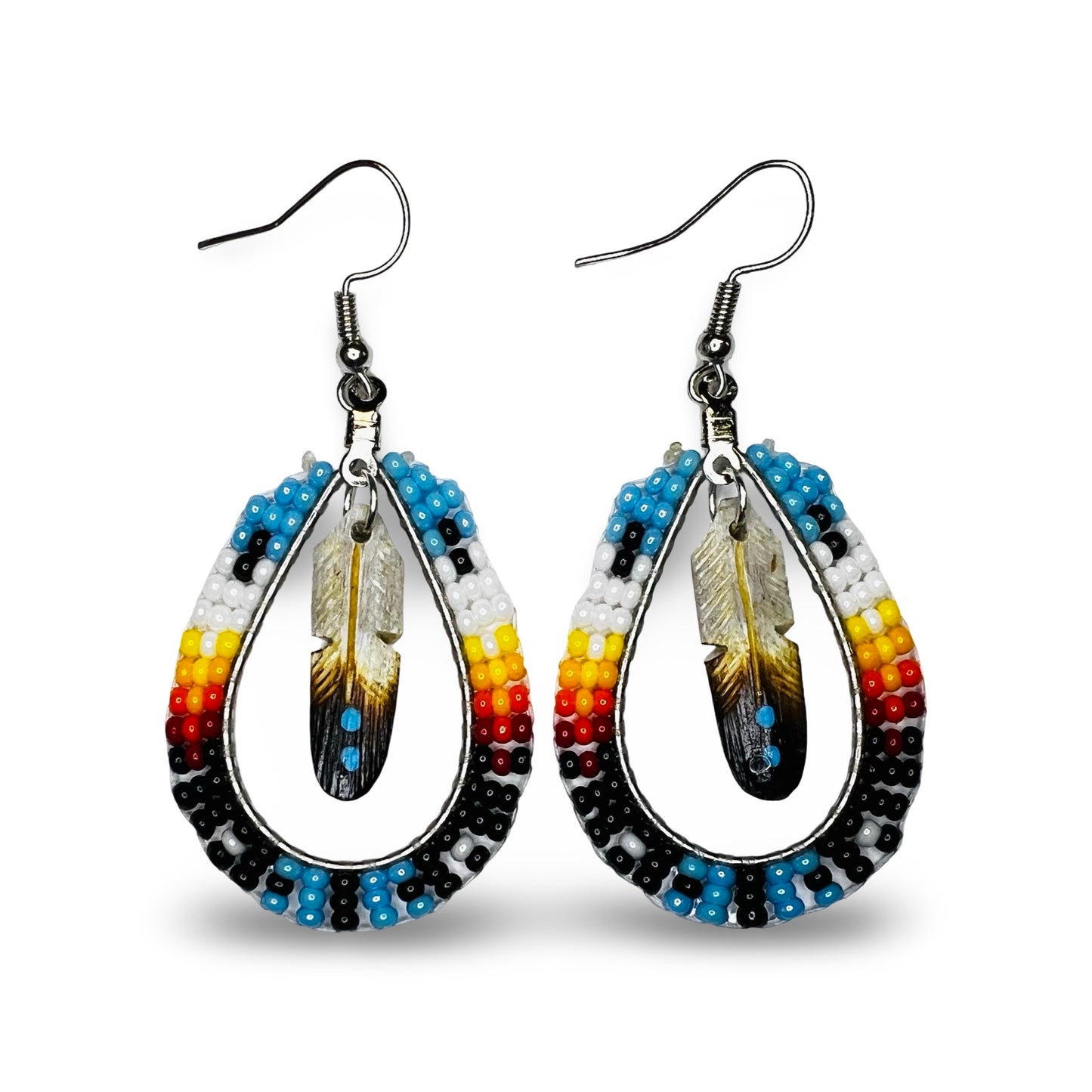 DYH Teardrop w/ Feather Earrings