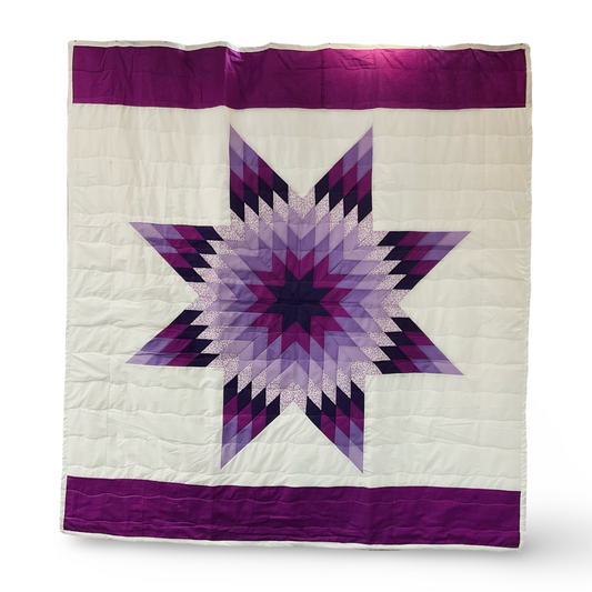 JBE White/Lavender Queen Star Quilt