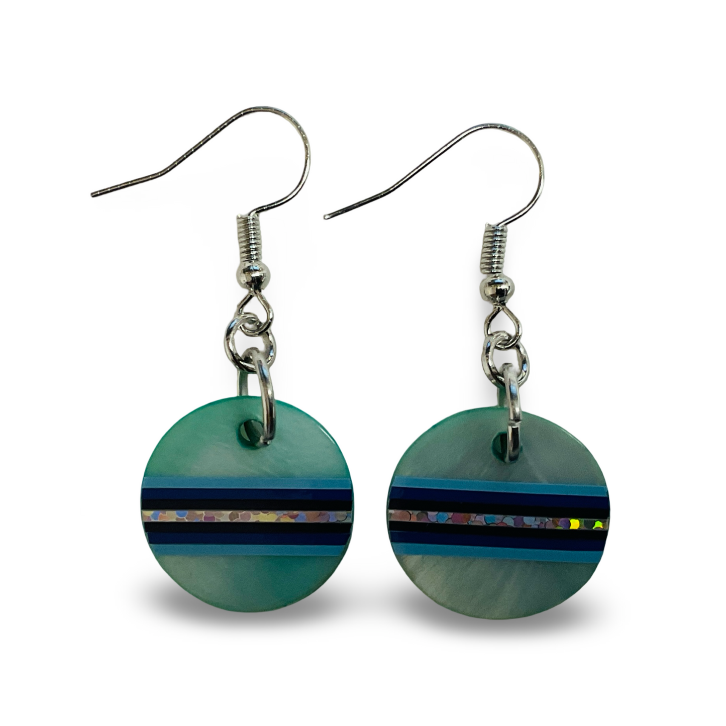WW Vinyl Blue Abalone Earrings