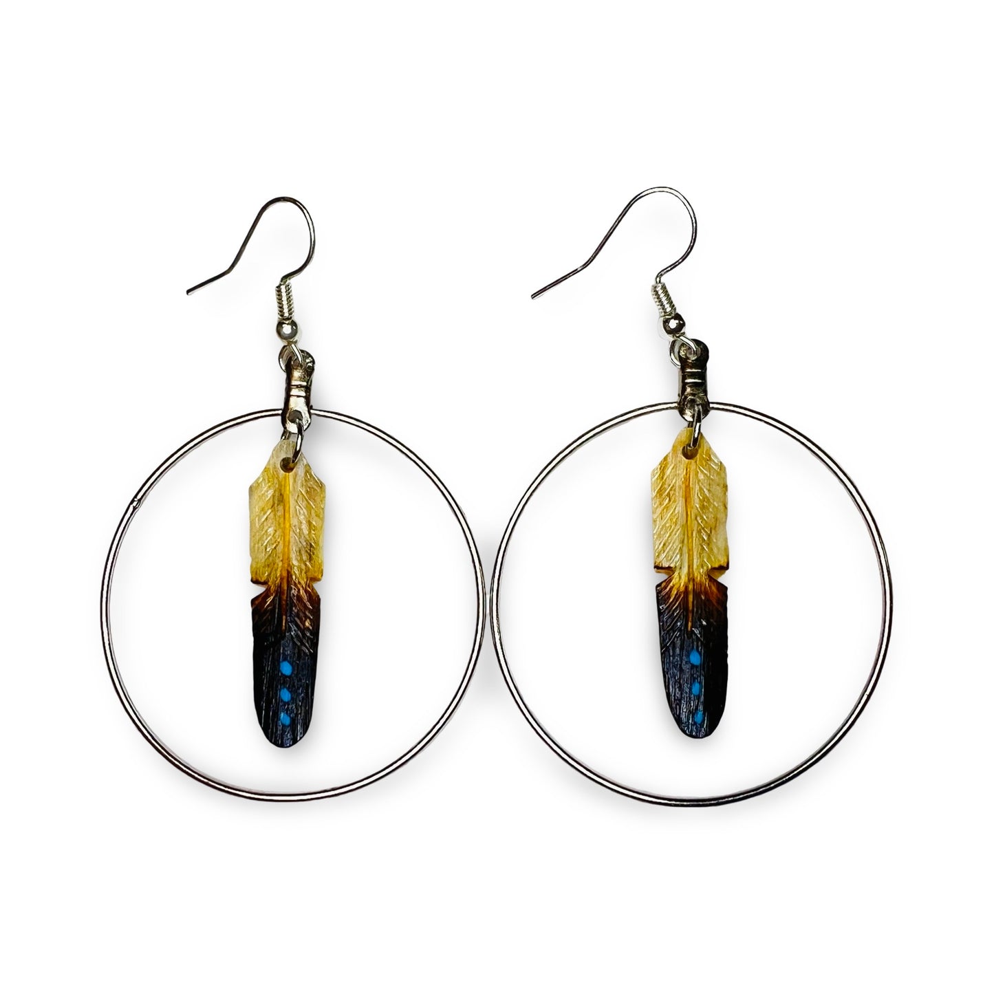 DYH Hoop w/ Feather Earrings