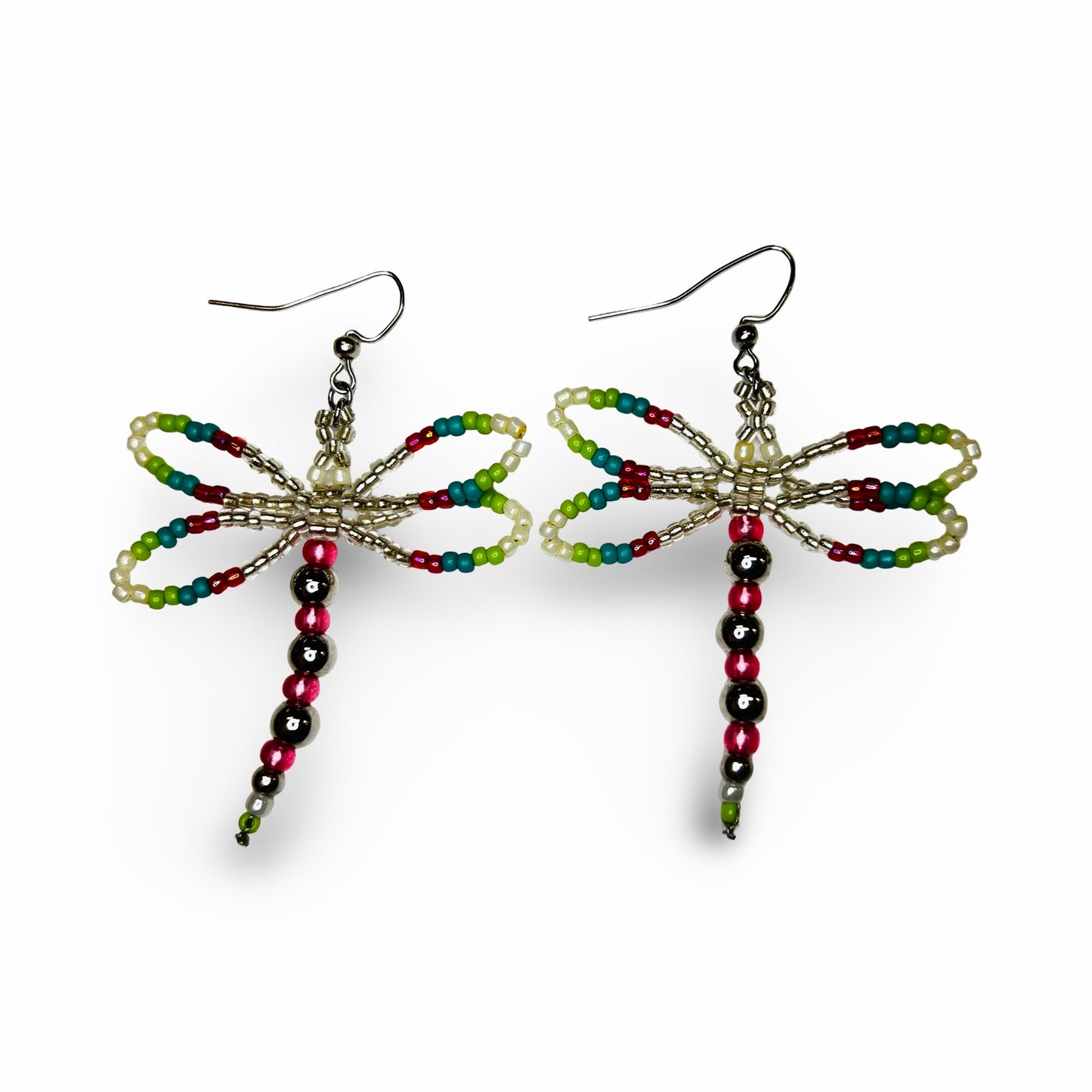 CWT Large Beaded Dragonfly Earrings