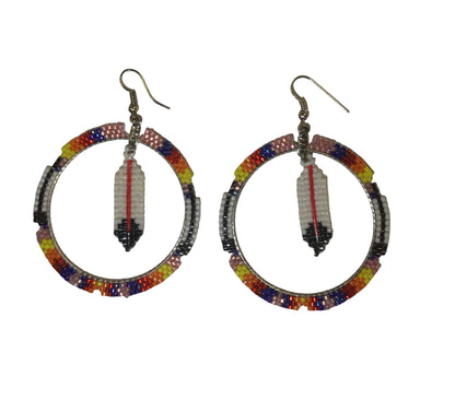 WYH Beaded Hoop Earrings with Feather Charm