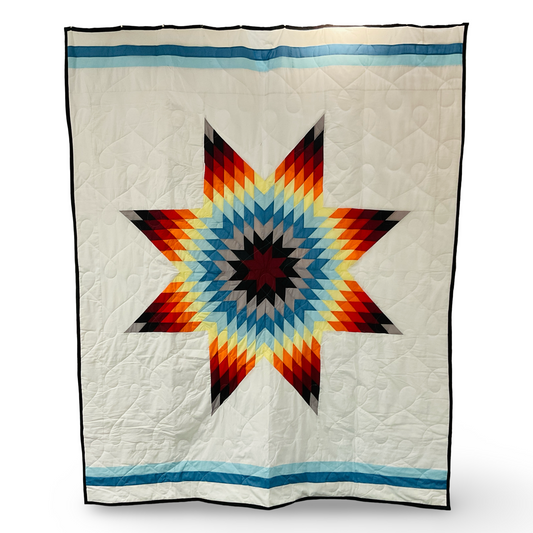 CH Red Blue Cotton Queen Star Quilt
