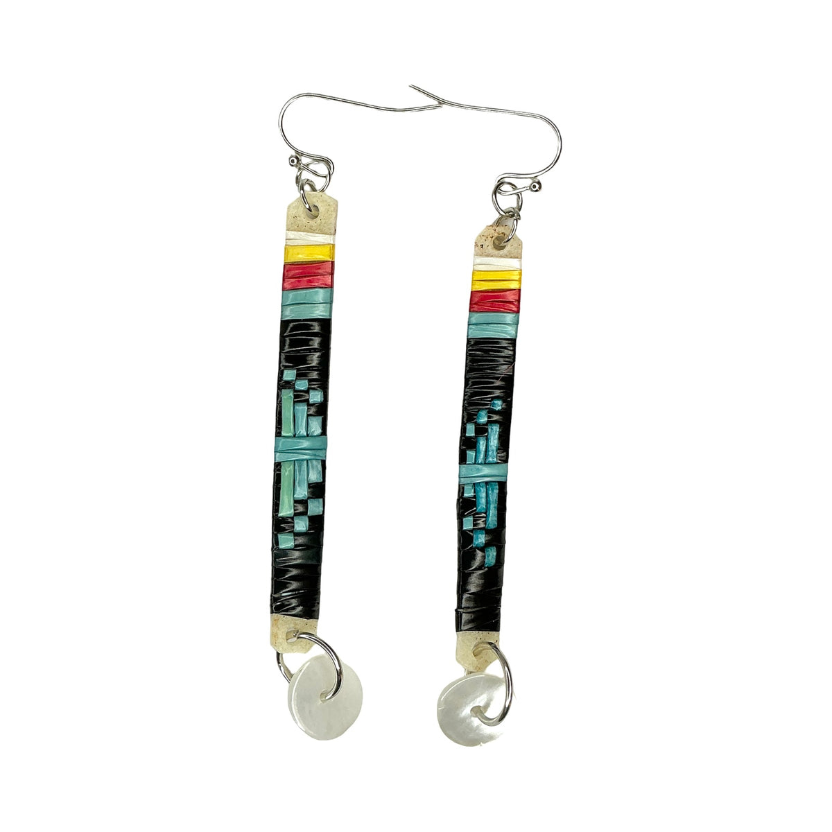 CRC Slat Mini Circle Abalone Quill Earrings