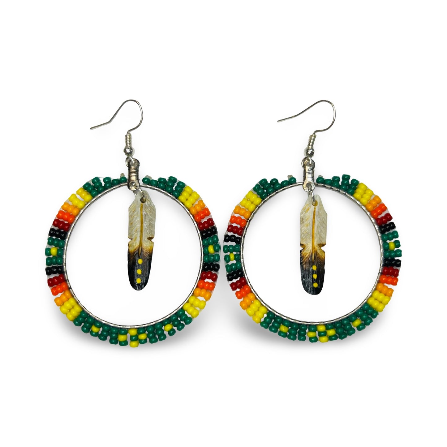 DYH 2" Feather & Bead Earrings