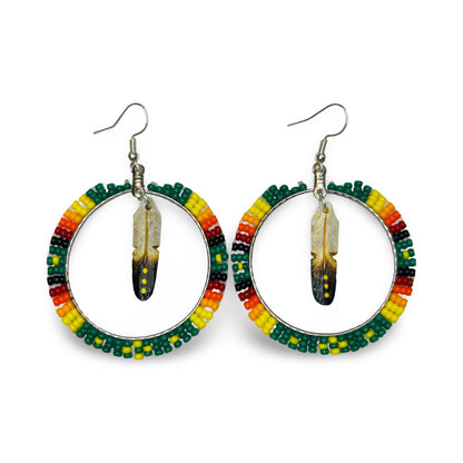 DYH 2" Feather & Bead Earrings