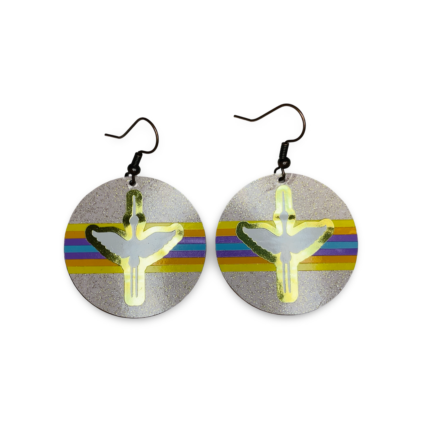 WW Large Round Vinyl on Metal Earrings