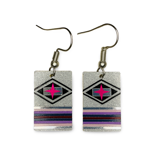WW Small Rectangle Vinyl on Metal Earrings