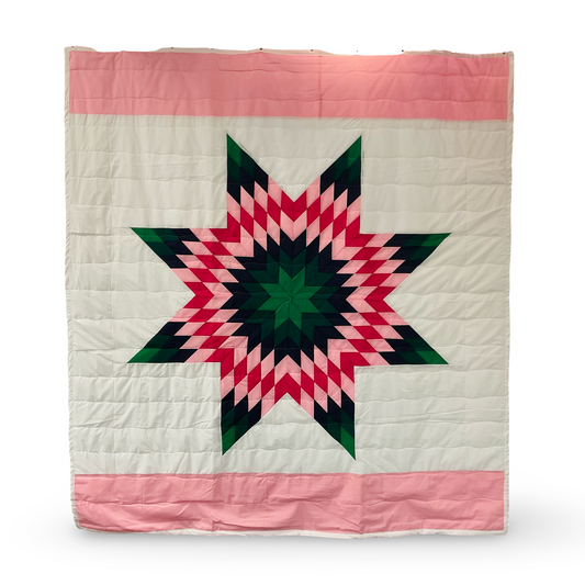 JBE Pink/Green Queen Star Quilt