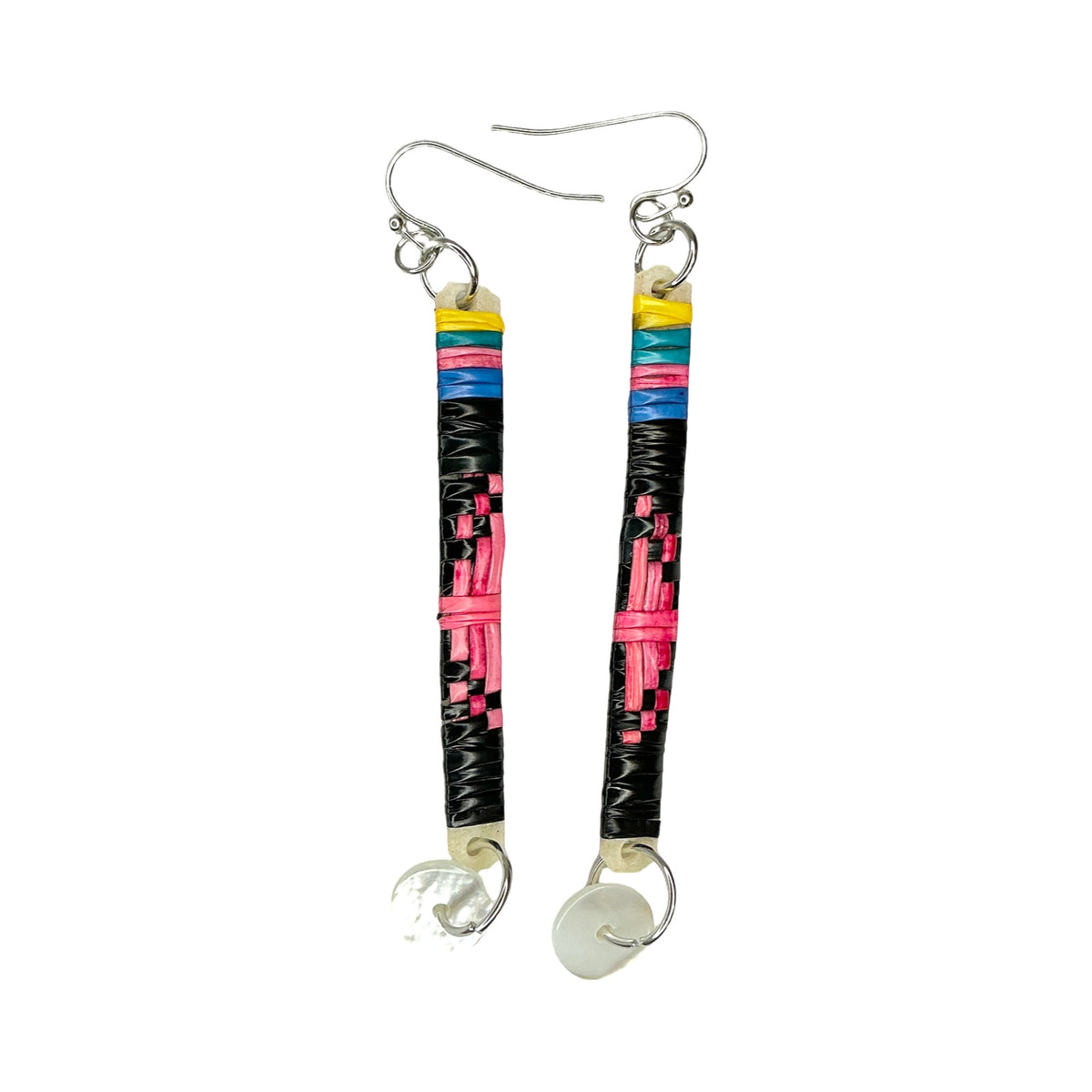 CRC Slat Mini Circle Abalone Quill Earrings