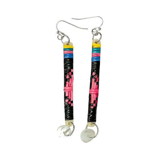 CRC Slat Mini Circle Abalone Quill Earrings