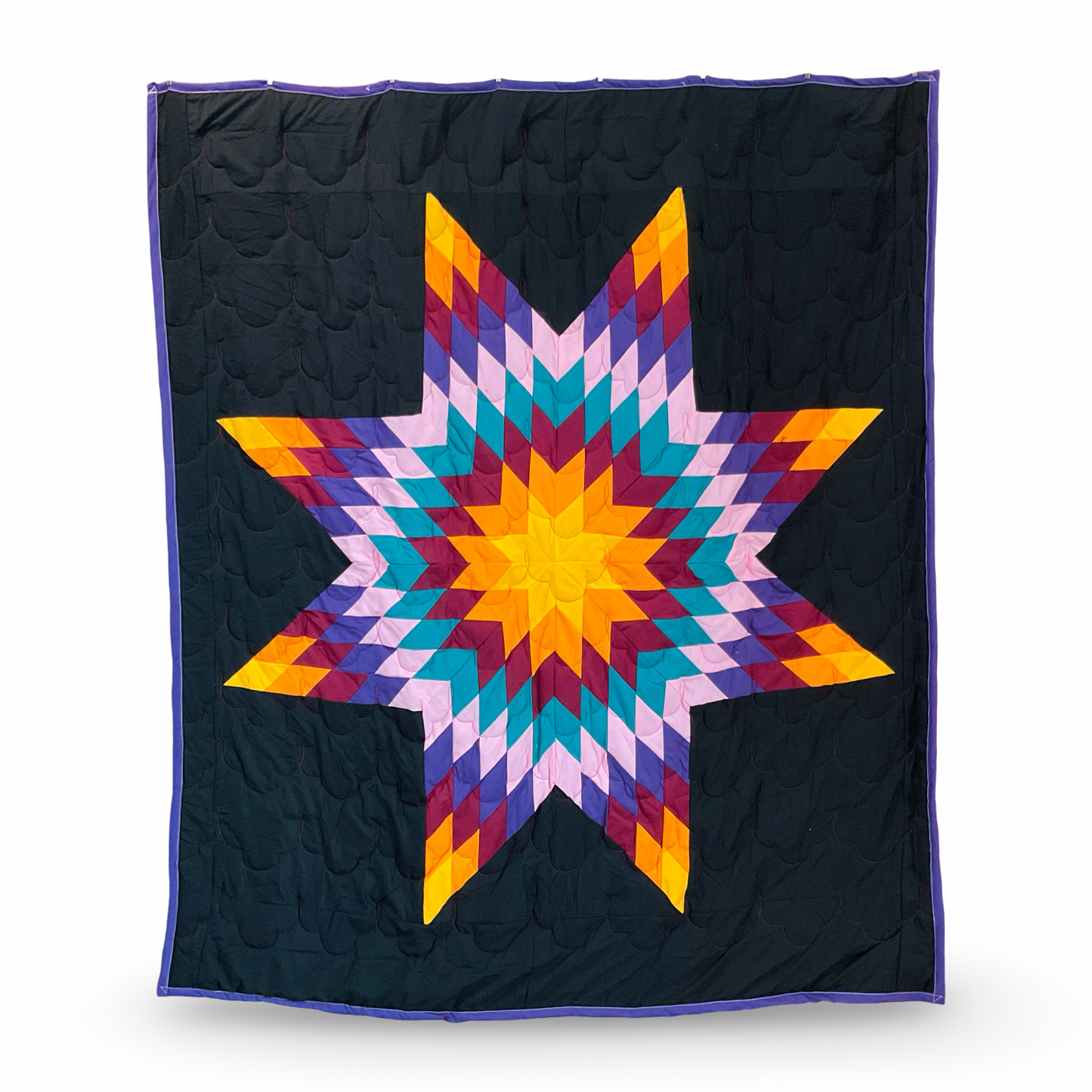 GF Purple Sunburst Twin Cotton Star Quilt