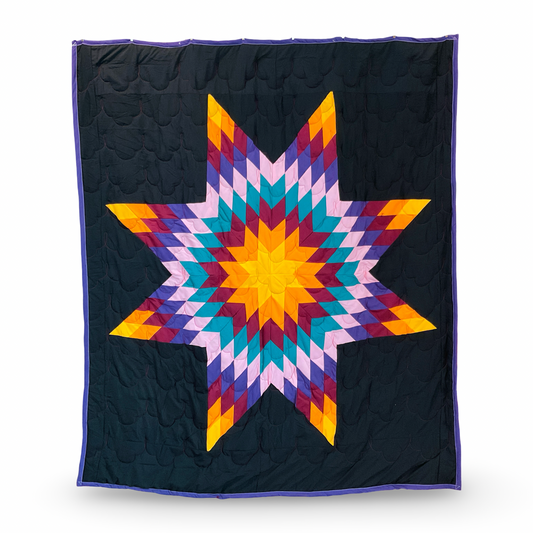 GF Purple Sunburst Twin Cotton Star Quilt