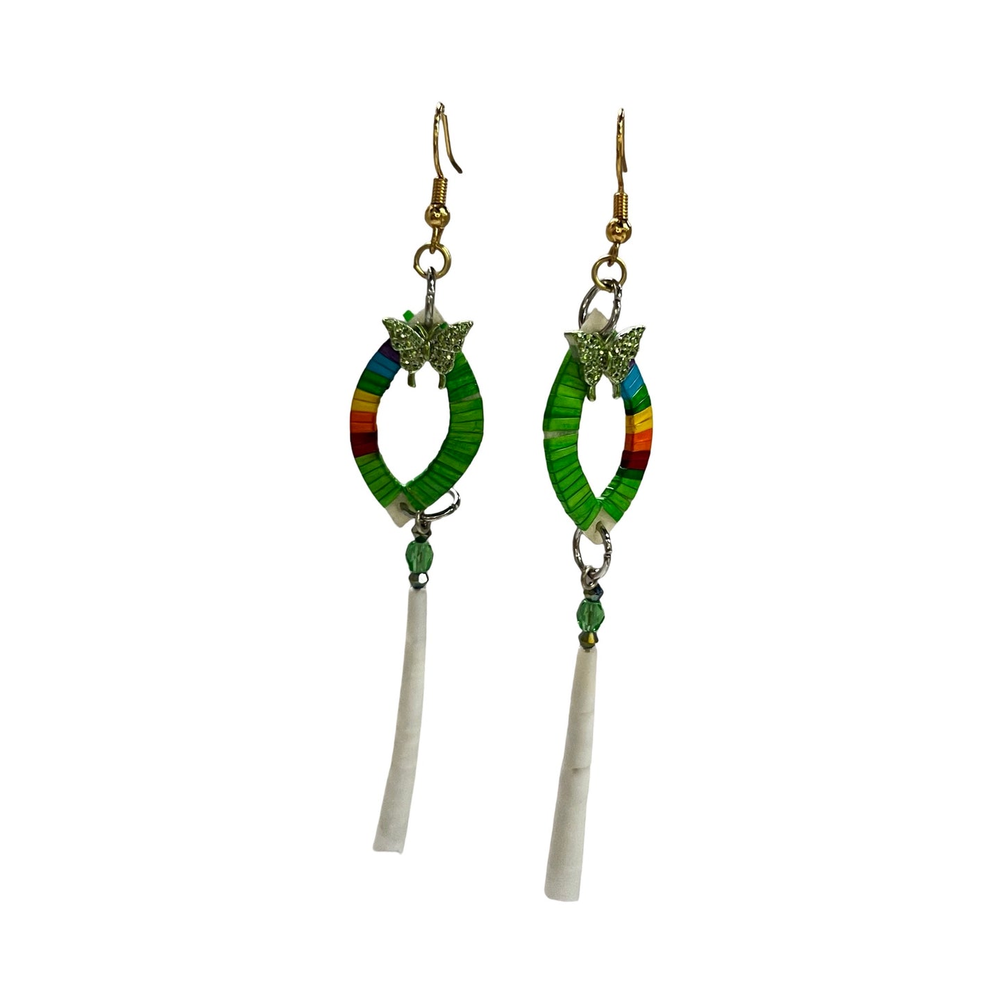 Mini Oval Quill & Dentalium Earrings