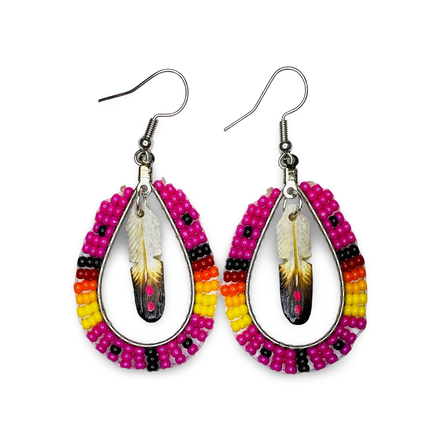 DYH Teardrop w/ Feather Earrings