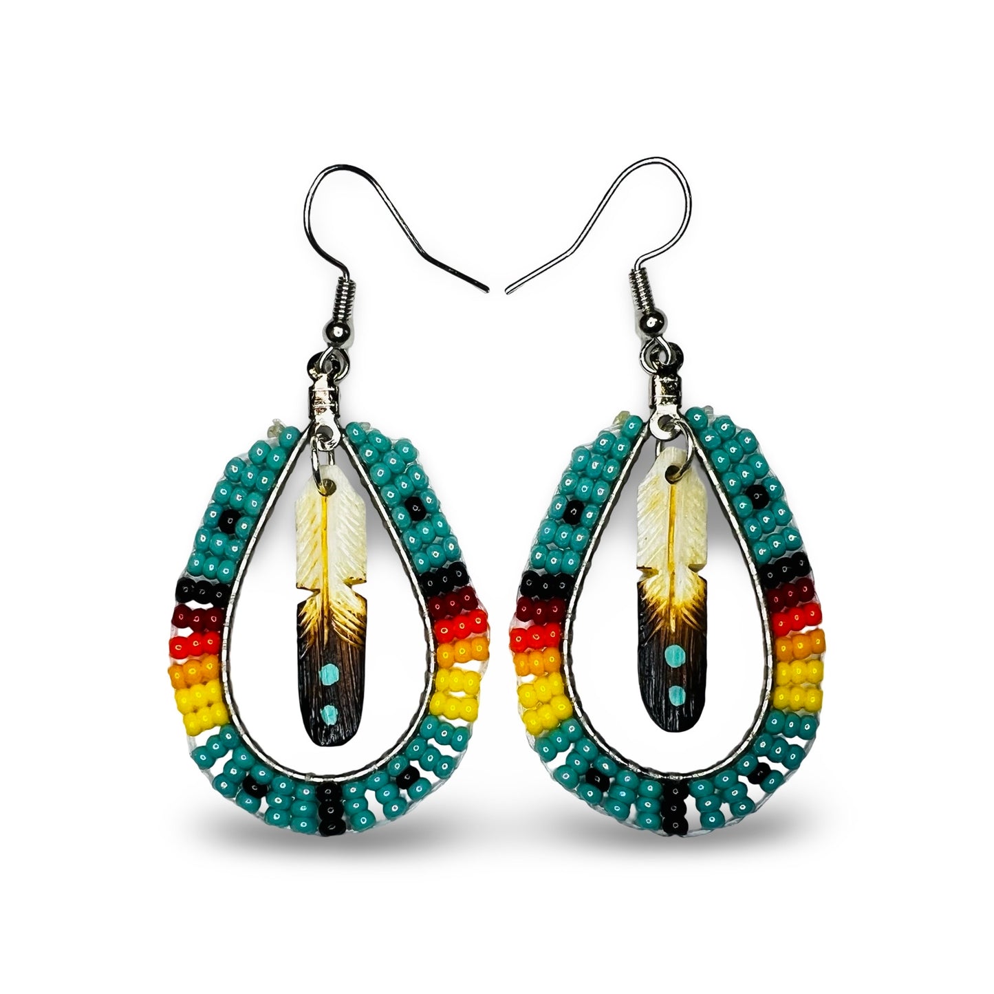 DYH Teardrop w/ Feather Earrings
