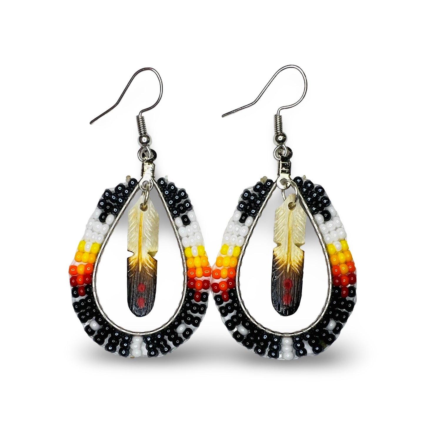 DYH Teardrop w/ Feather Earrings