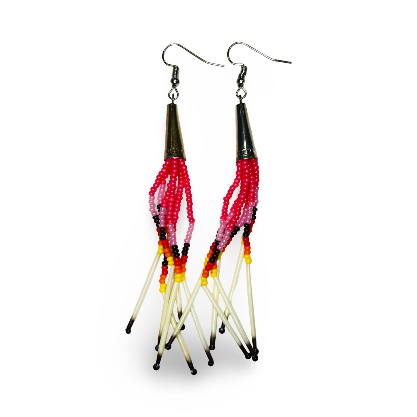 SHMH Beaded Fringe w/ Quill Earrings