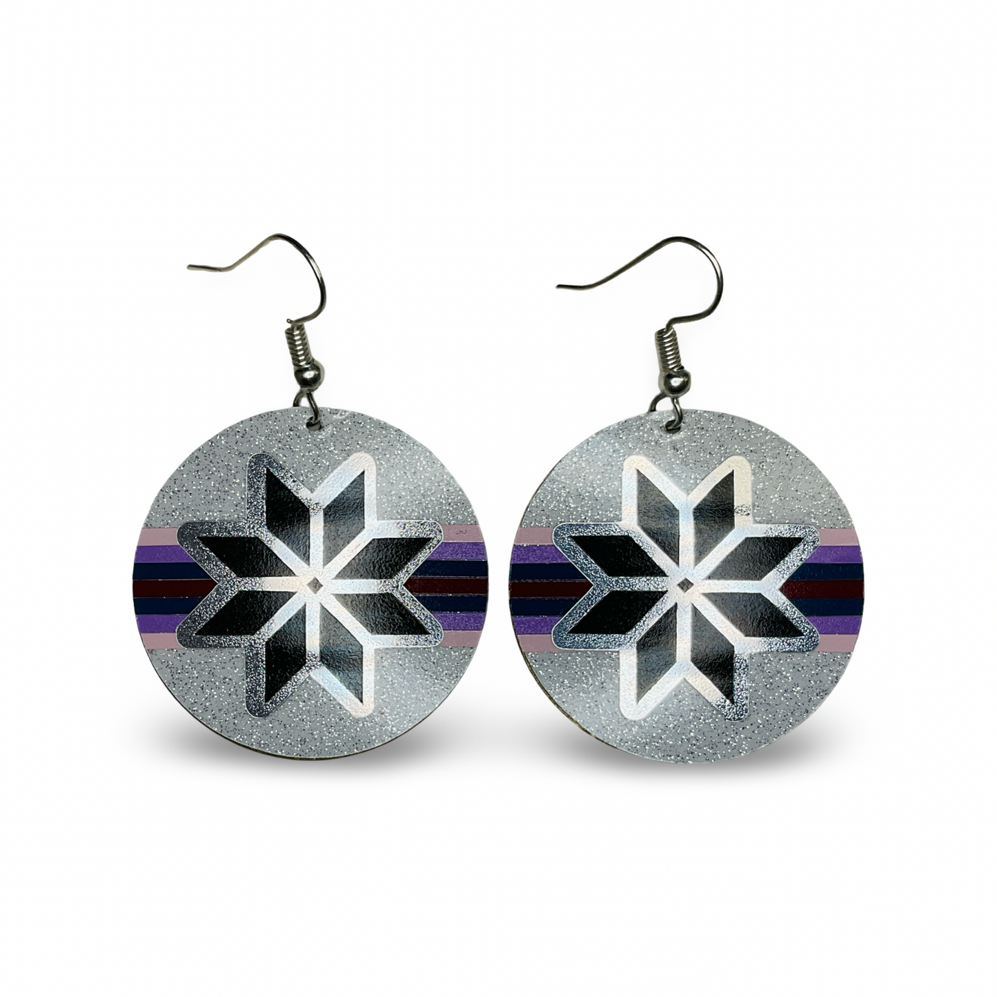WW Large Round Vinyl on Metal Earrings