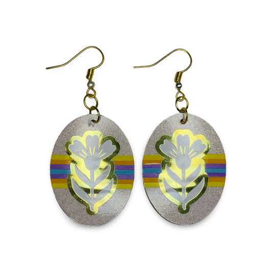 WW Large Oval Vinyl on Metal Earrings