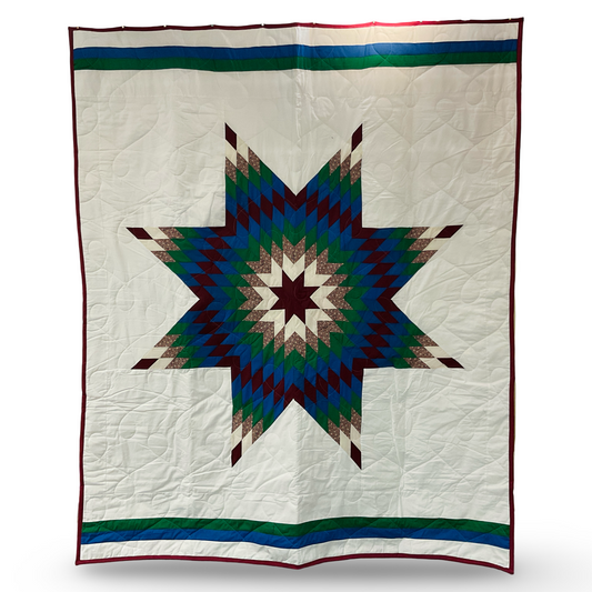 CH Maroon Floral Cotton Queen Star Quilt