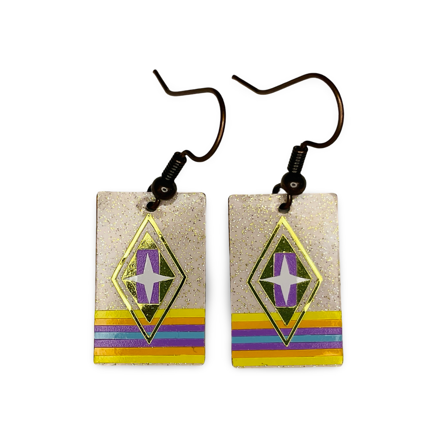 WW Small Rectangle Vinyl on Metal Earrings