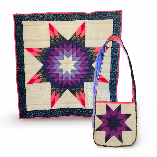 CR Pink & Purple Baby Star Quilt & Bag Set