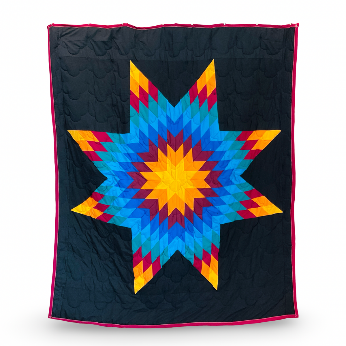 GF Maroon Blues Twin Cotton Star Quilt