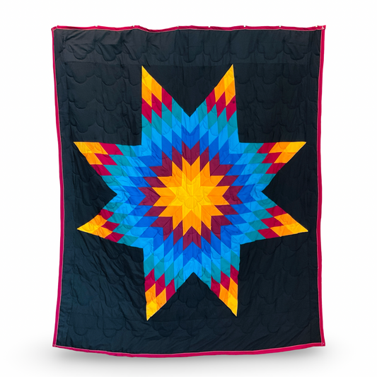 GF Maroon Blues Twin Cotton Star Quilt