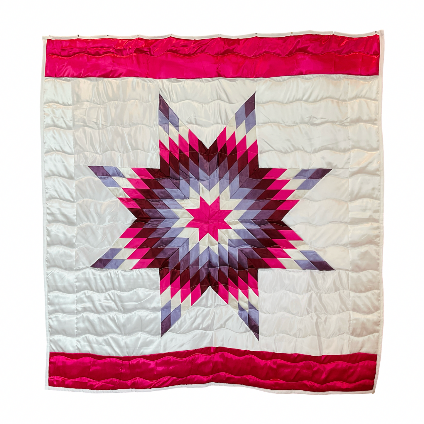 KIC Hot Pink & Purple Queen Satin Star Quilt