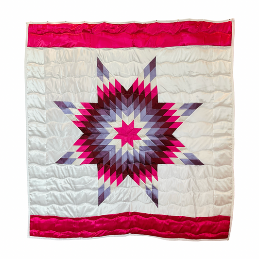 KIC Hot Pink & Purple Queen Satin Star Quilt
