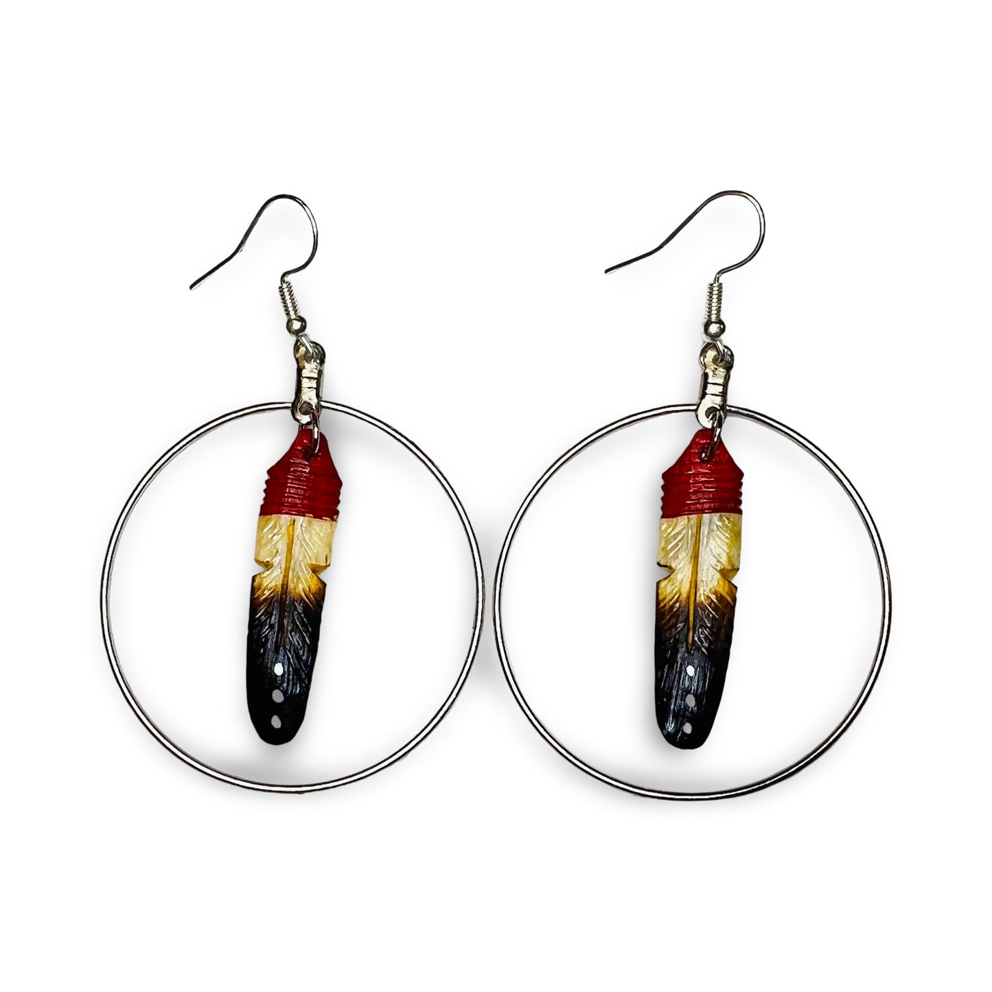 DYH Hoop w/ Feather Earrings
