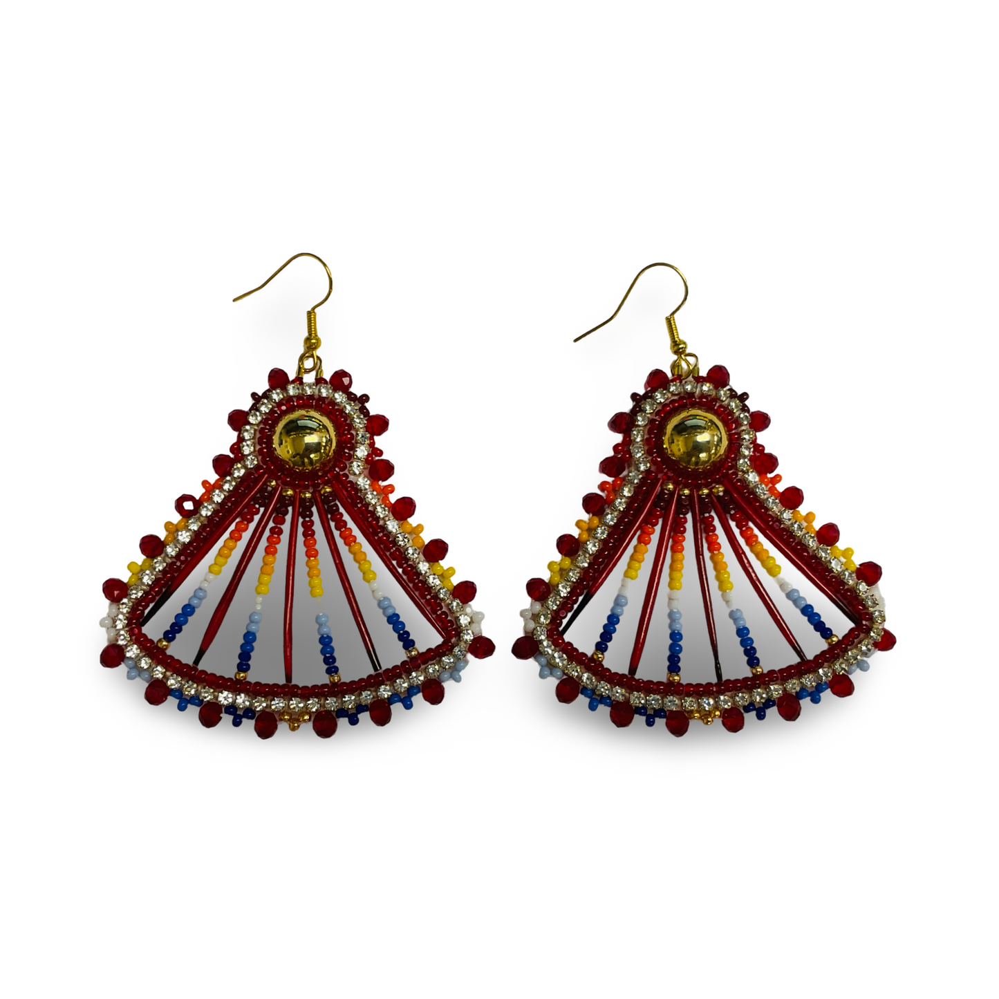 BBB Red Bead & Quill Earrings