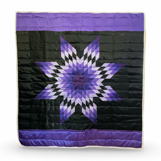 JBE Black/Purple Queen Satin Star Quilt