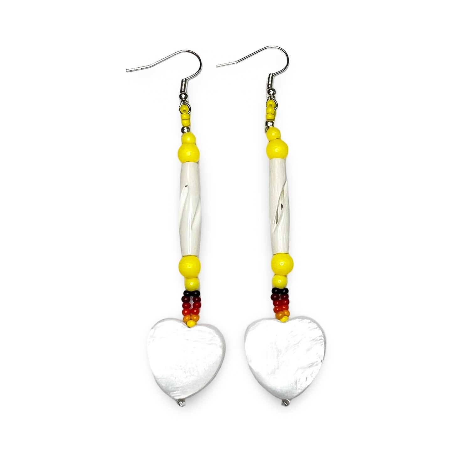 BEC Nacre Heart Imitation Hollow Bone Earrings