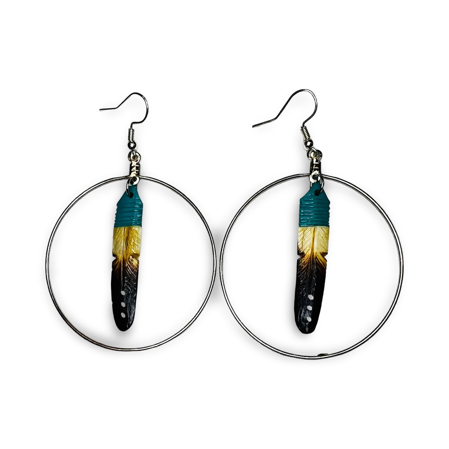 DYH Hoop w/ Feather Earrings