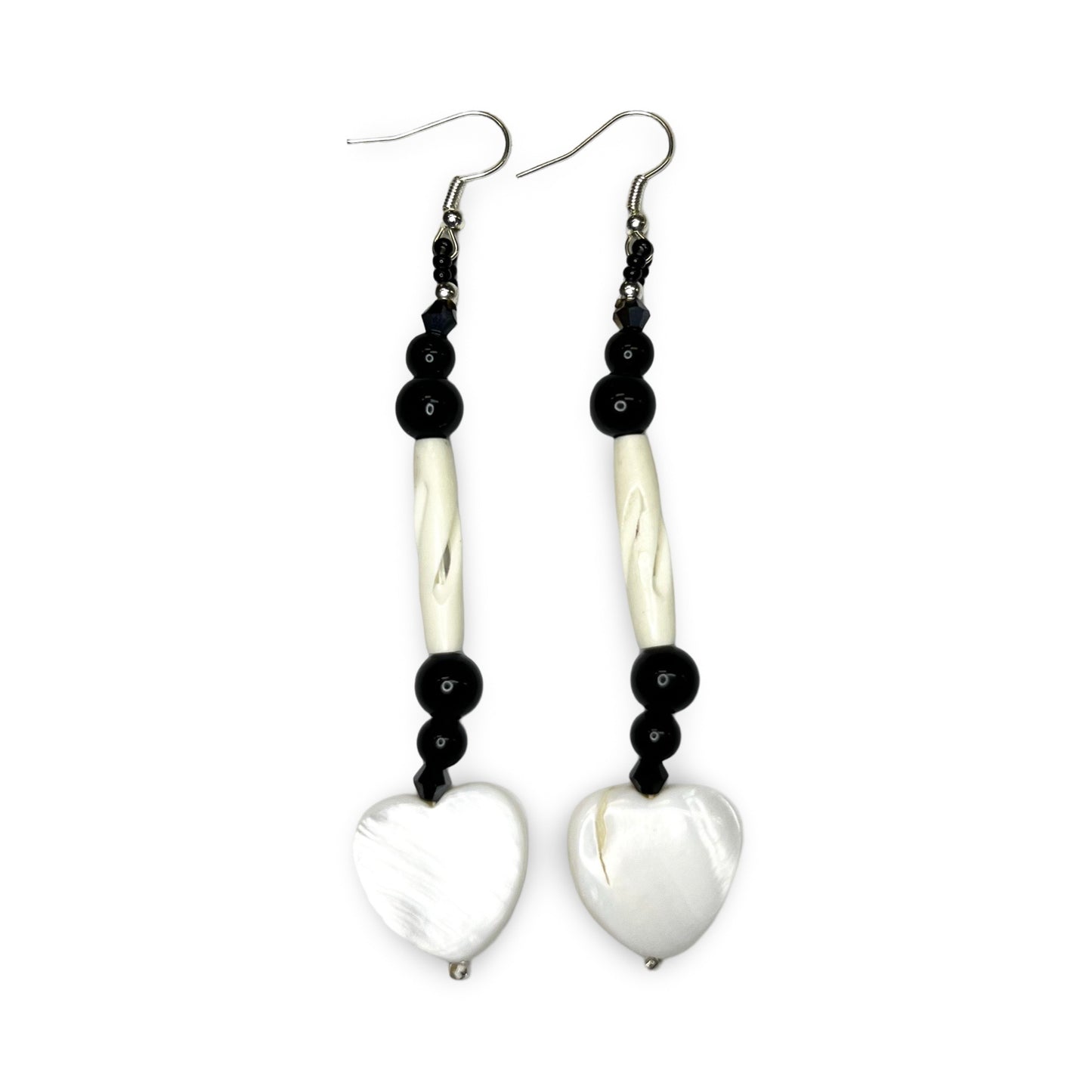 BEC Nacre Heart Imitation Hollow Bone Earrings
