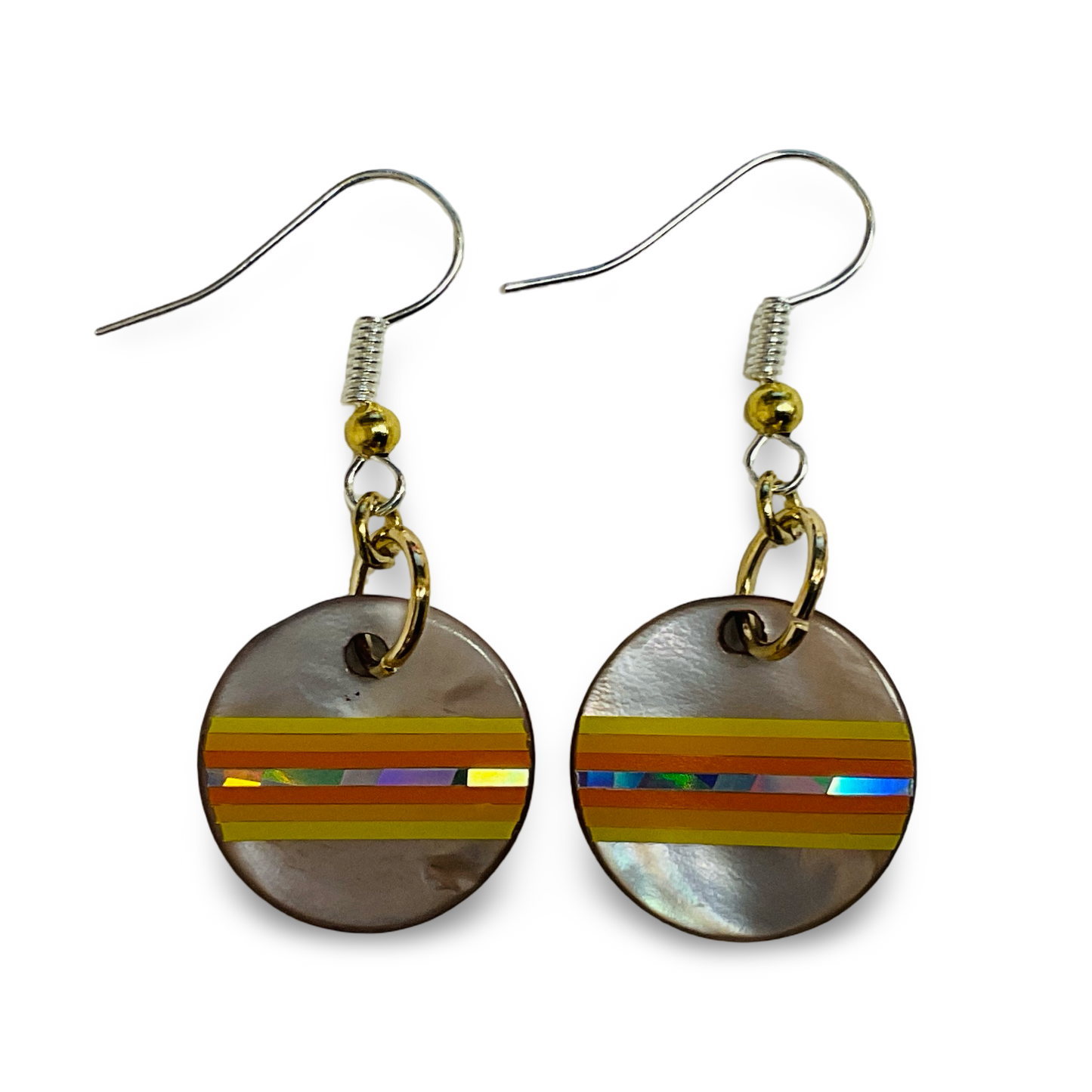 WW Vinyl Brown Abalone Earrings