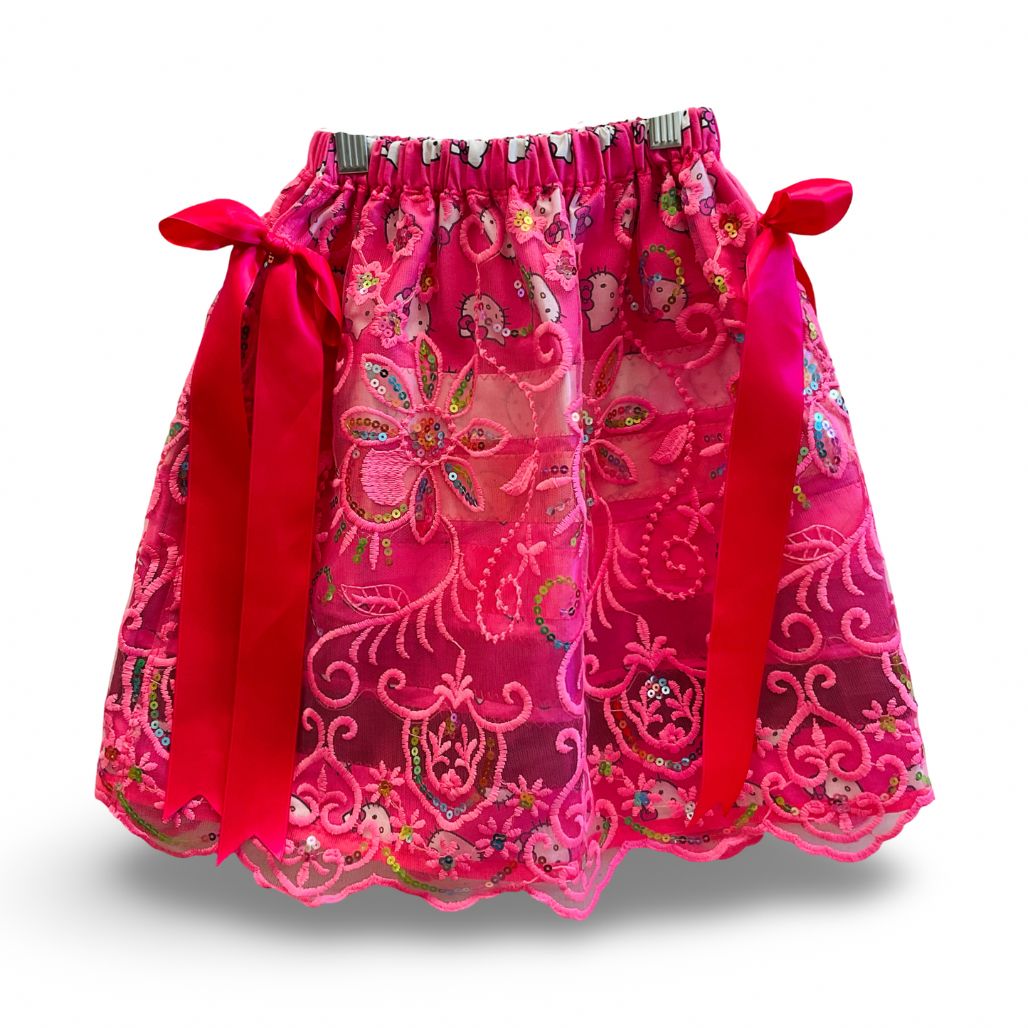 WL 4T Hot Pink Ribbon Skirt w/ Overlay
